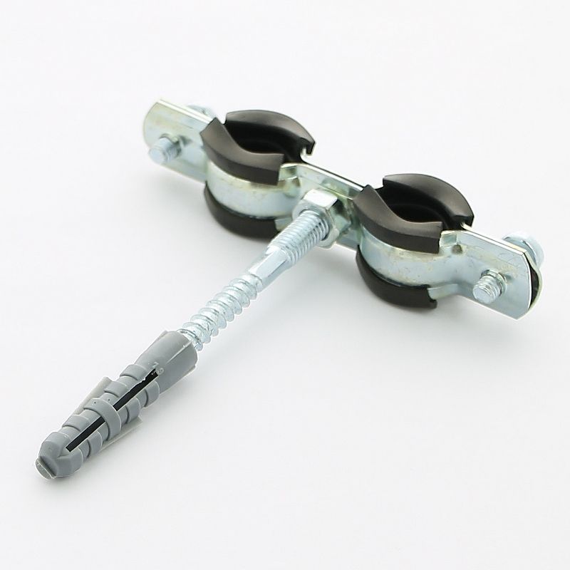 Хомуты металлические с резиновой прокладкой (двойные) KM038D.R